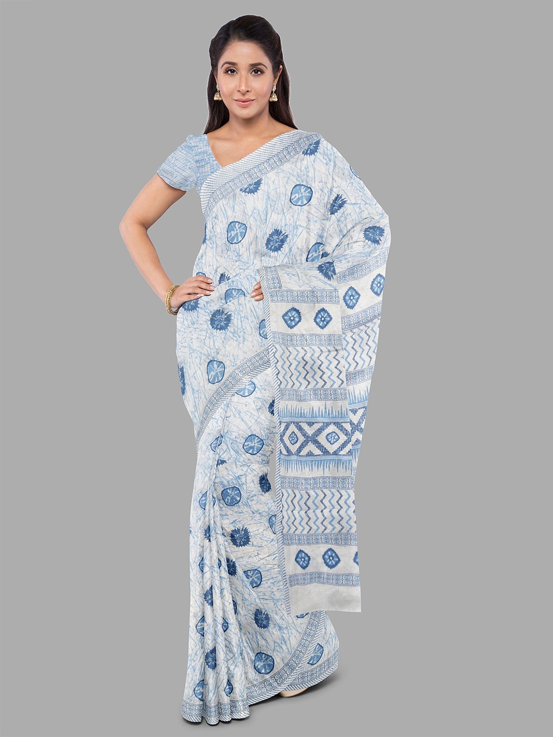

The Chennai Silks Pure Cotton Muga Saree, White