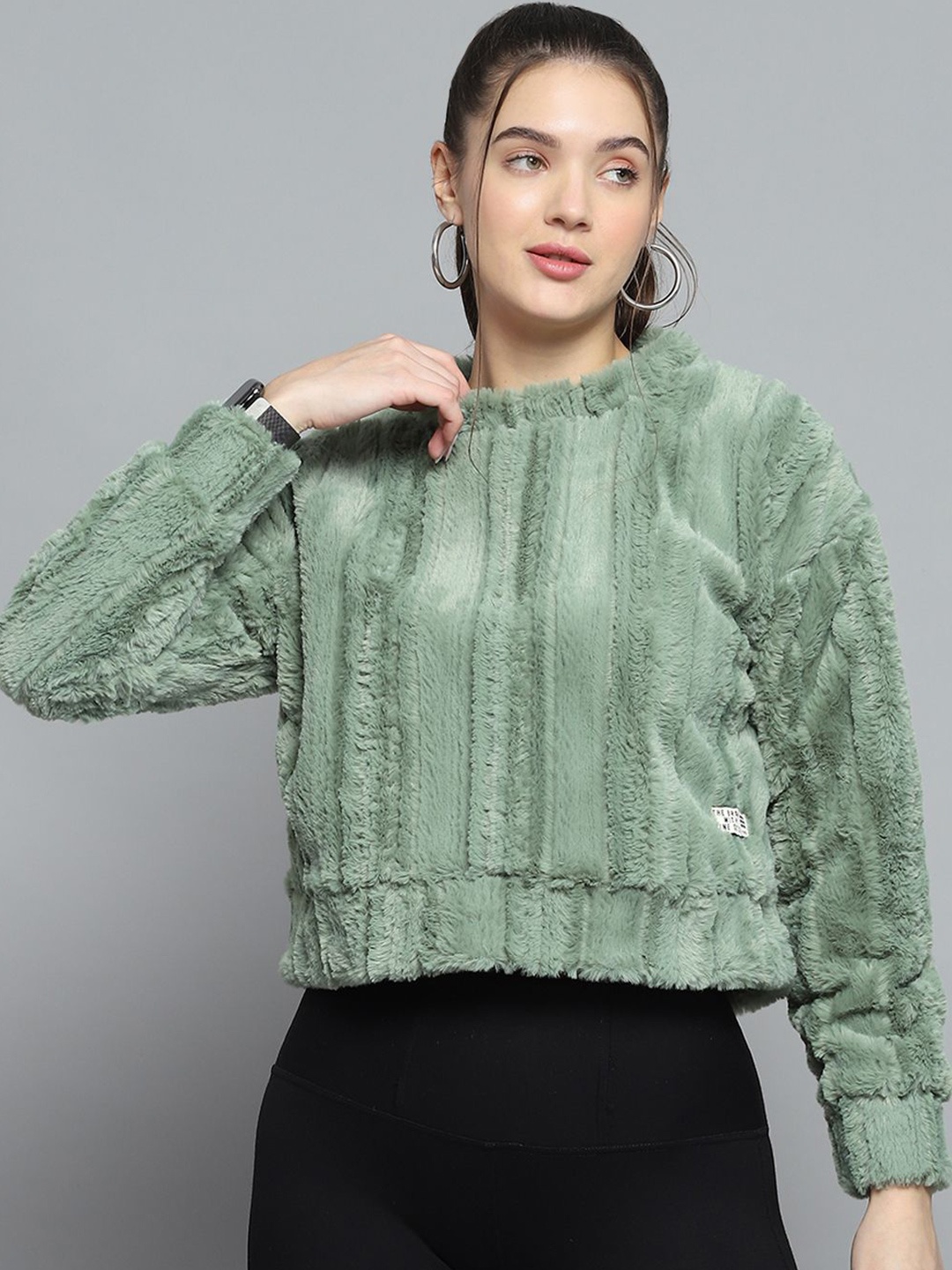 

rock.it Women Round Neck Full Sleeve Sweatshirt, Green
