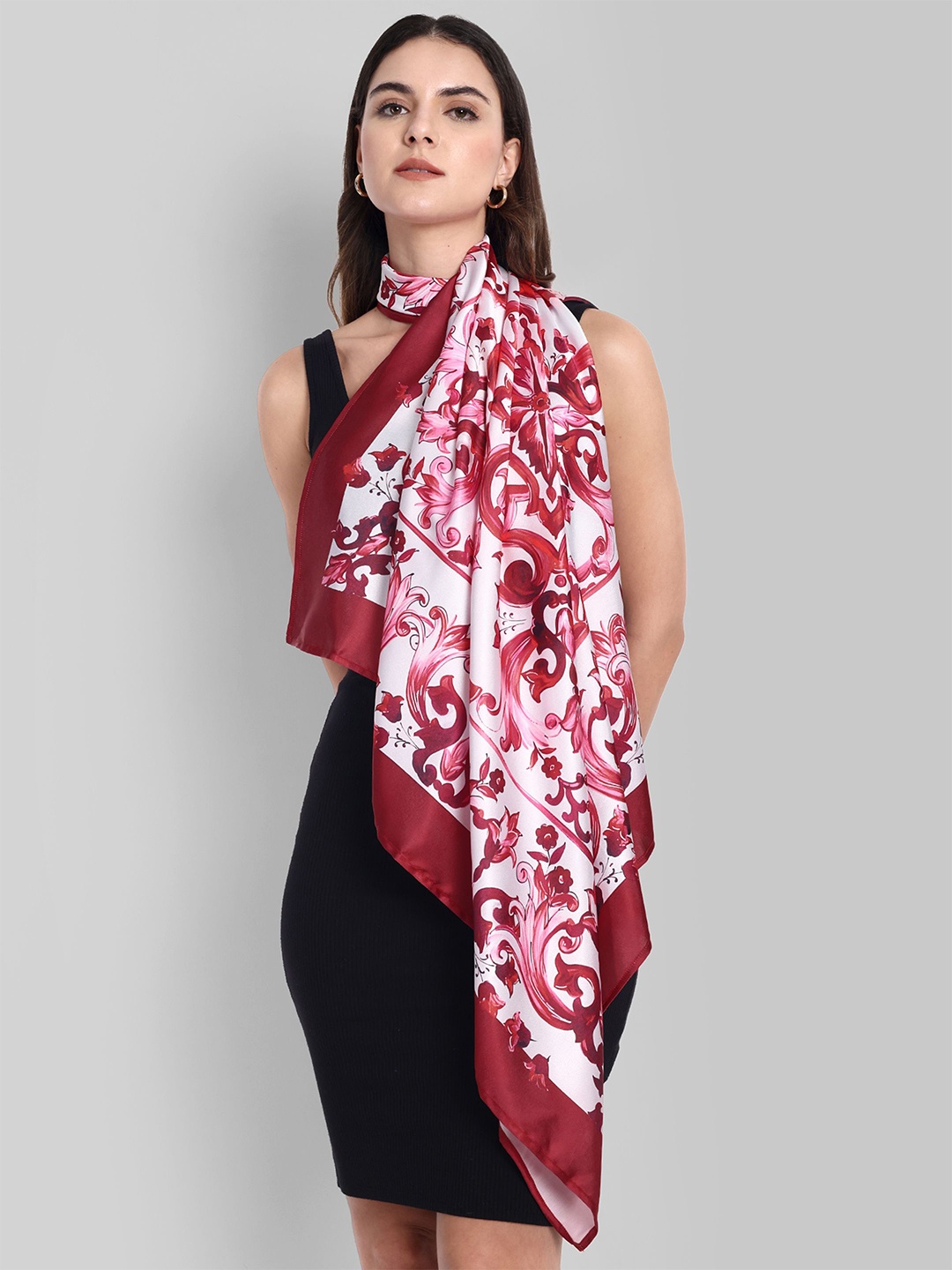 

Sarisp Women Printed Scarf, Red