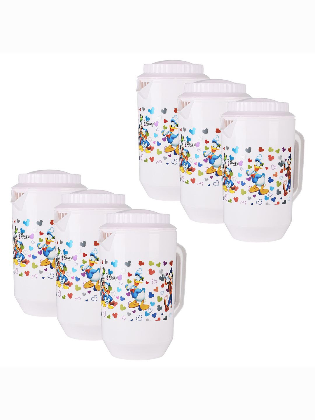 

Kuber Industries White 6 Pieces Printed Water Jugs-2L