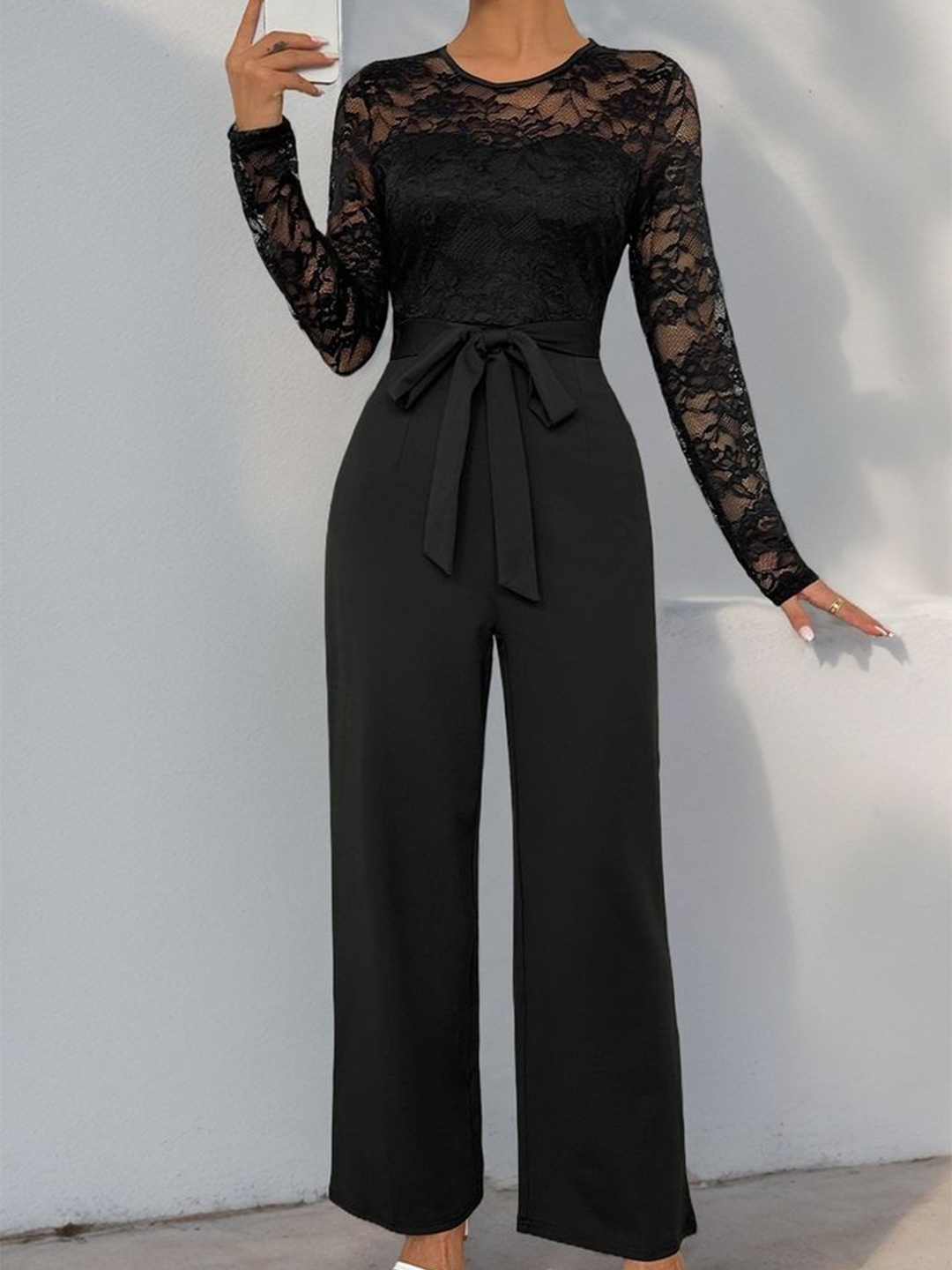 

LULU & SKY Women Self Design Basic Jumpsuit, Black