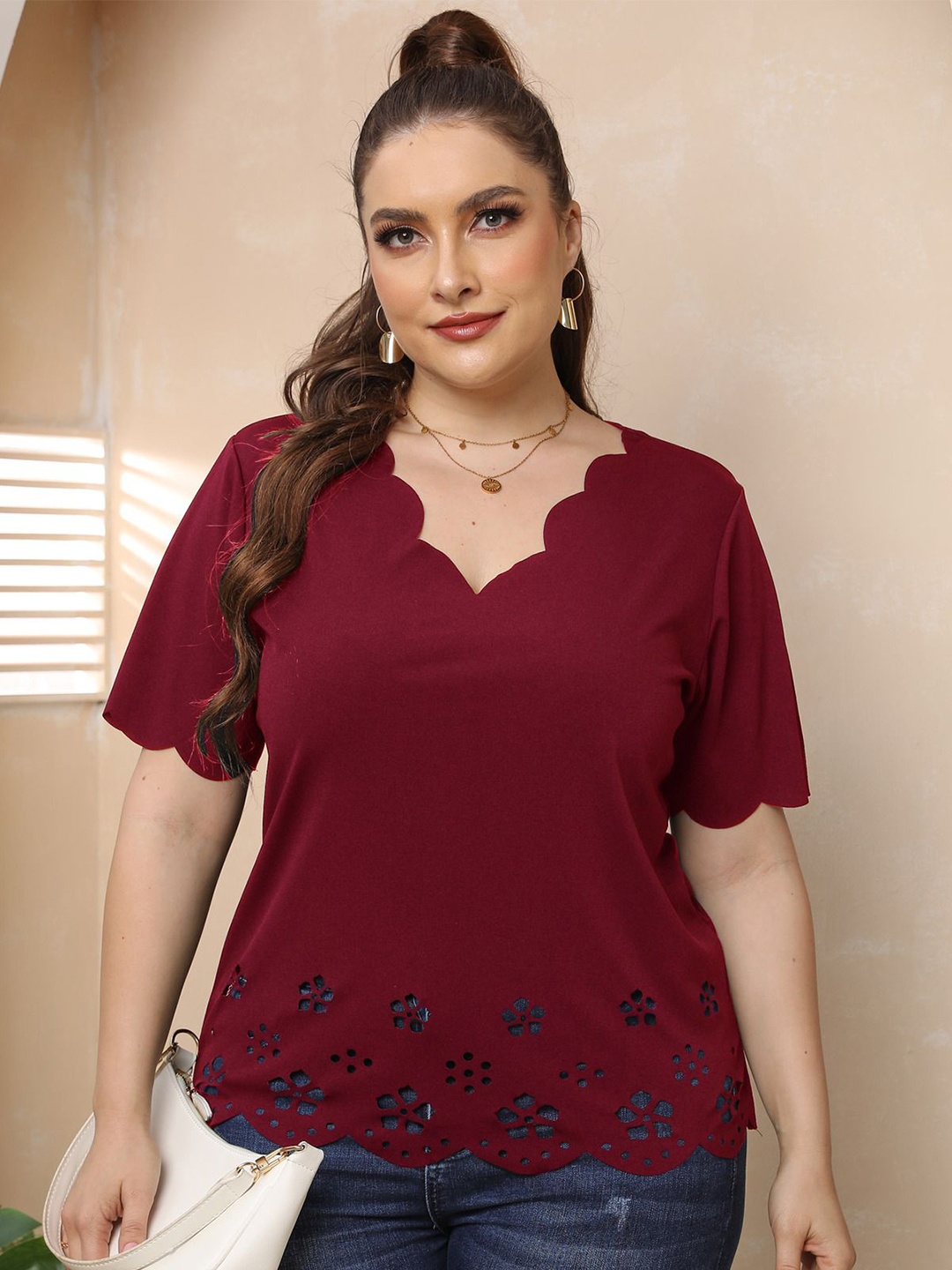 

StyleCast Curve Top, Red