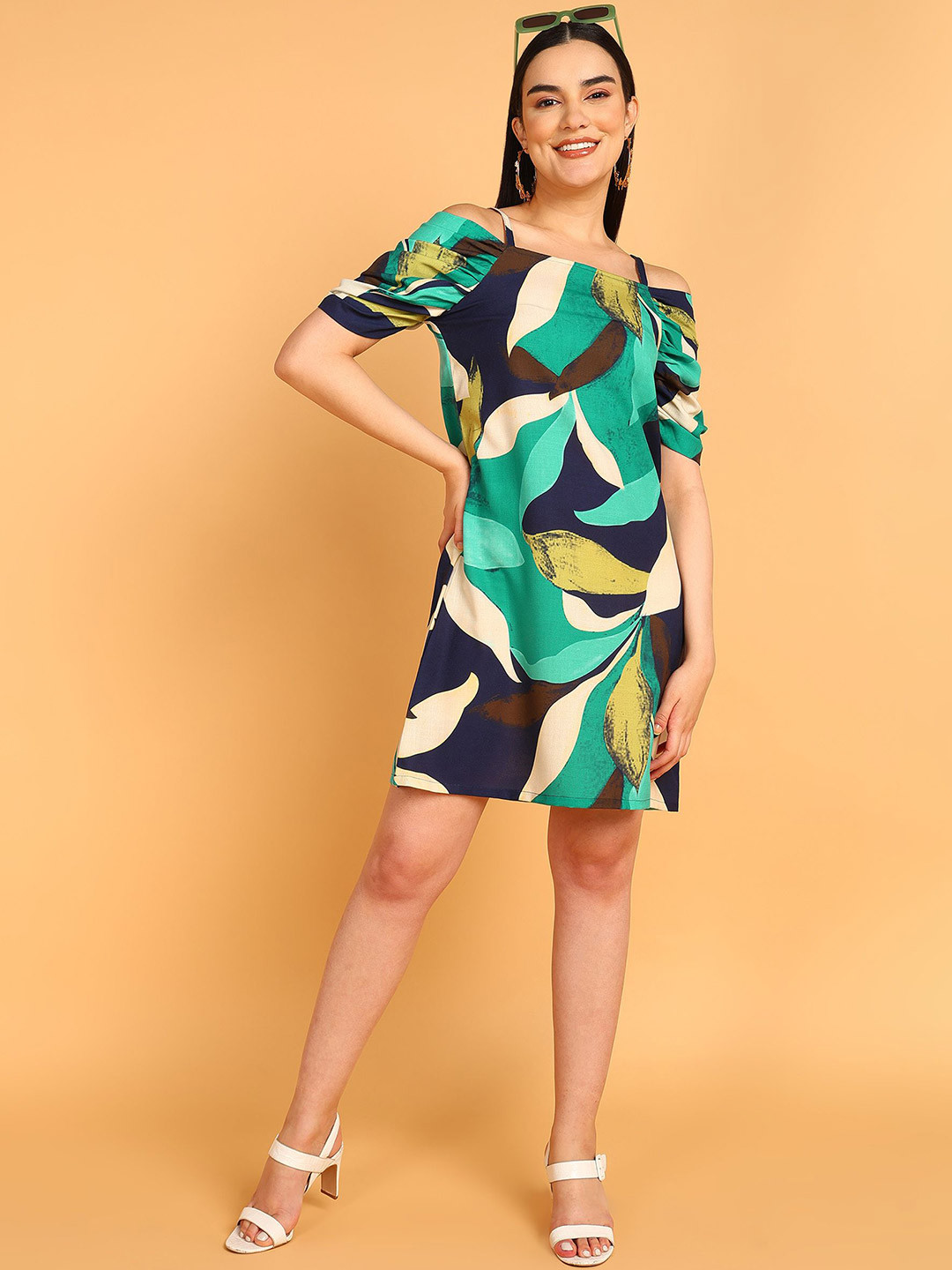 

DressBerry Women Printed Linen A-Line Dress, Multi