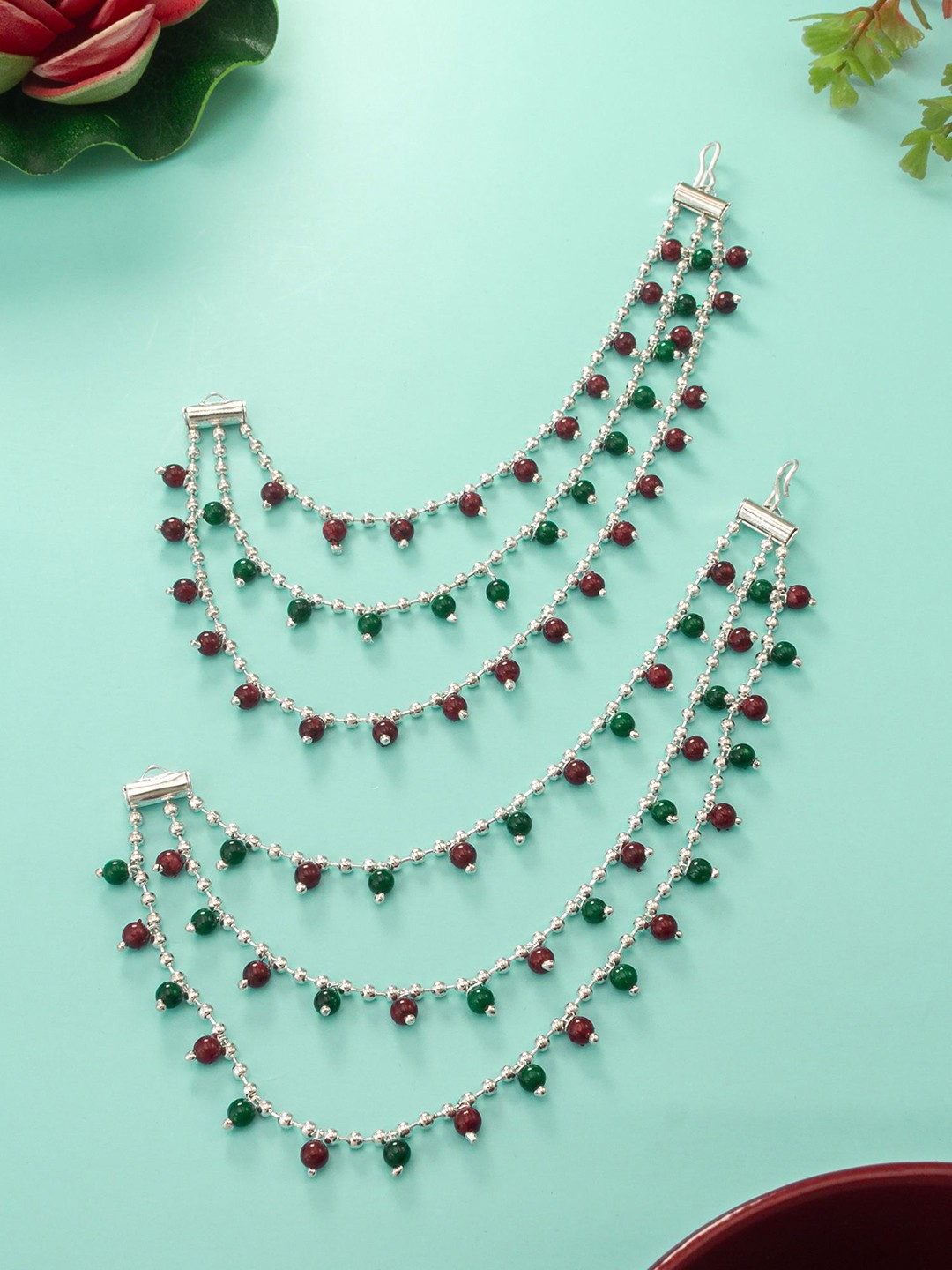 

aadita Pearl Contemporary Ear Chains, Silver