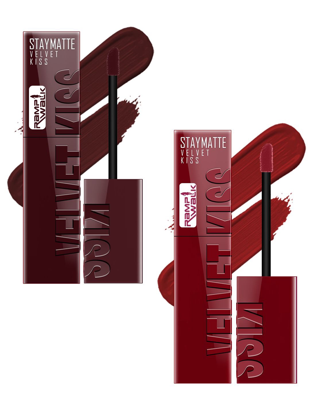 

Ramp Walk Velvet Kiss Set Of 2 Waterproof Liquid Lipstick- 3.5 ml Each- 2- 9, Maroon