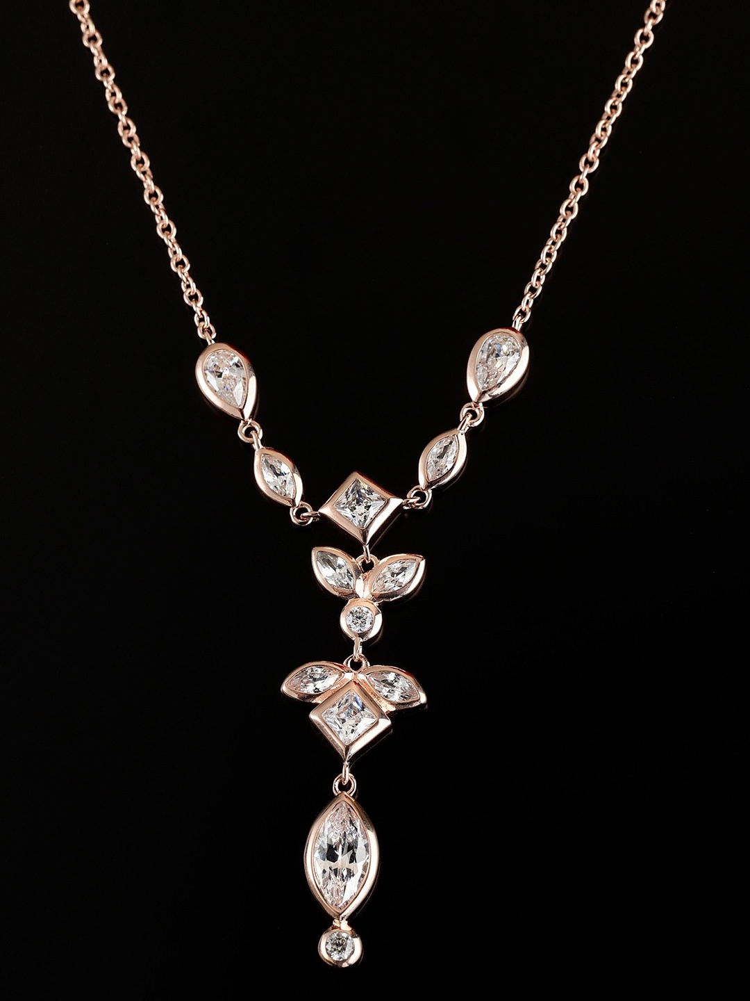 

DIAVO Rose Gold Plated 925 Sterling Silver Cubic Zirconia Necklace