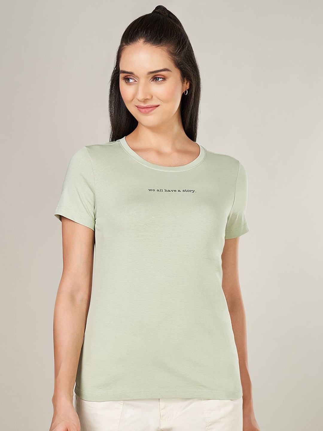 

Honey by Pantaloons Women Cotton Short Sleeves Top, Olive