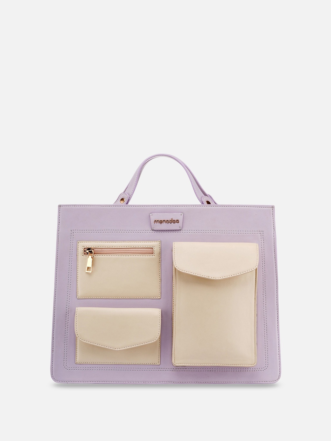 

Monadaa Oversized Colourblocked Zip Detail Handheld Bag, Lavender