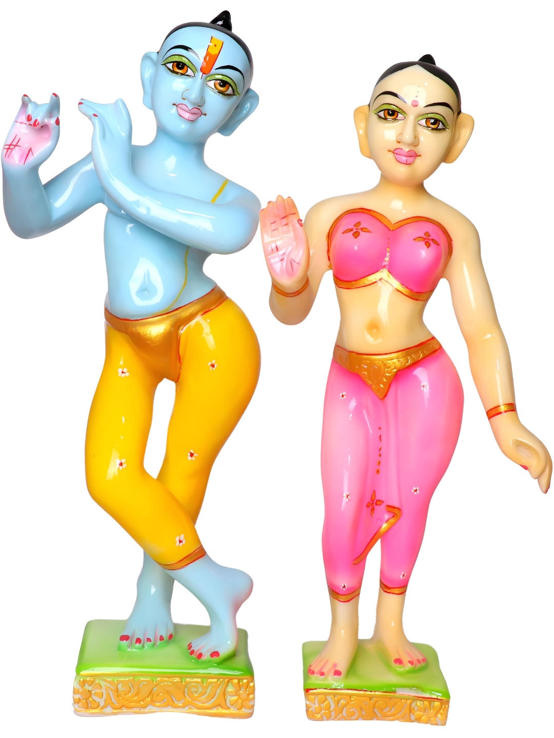 

GW CREATIONS White & Green Radha Krishna Exquisite Marble Religious Idol Showpiece