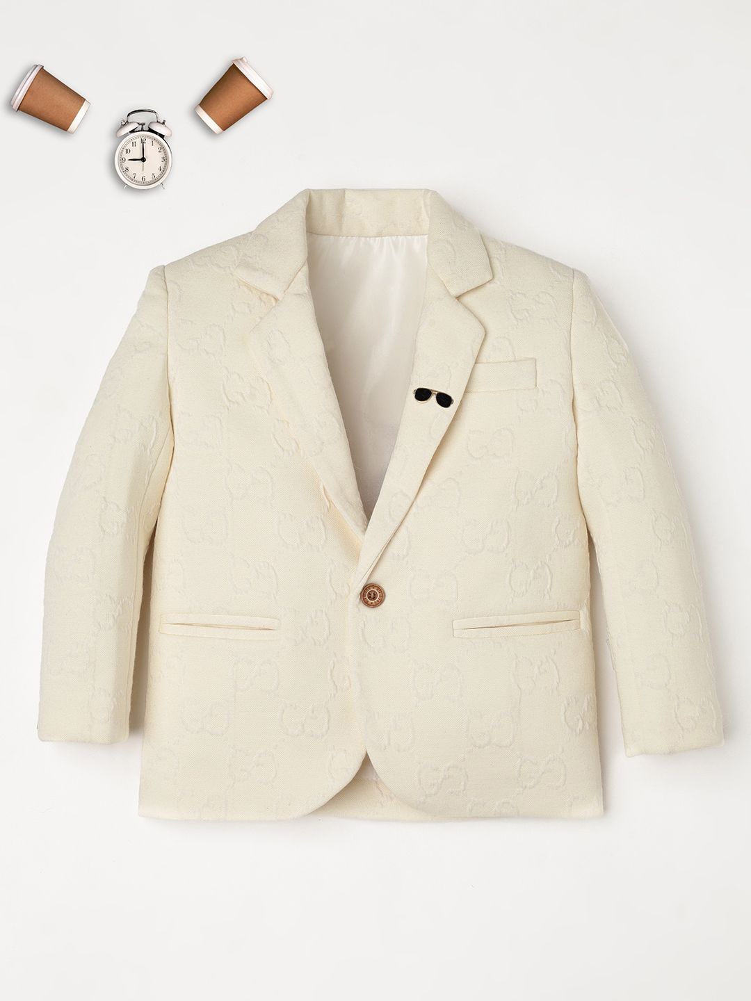 

Ridokidz Boys Single-Breasted Smart-Fit Blazer, Cream