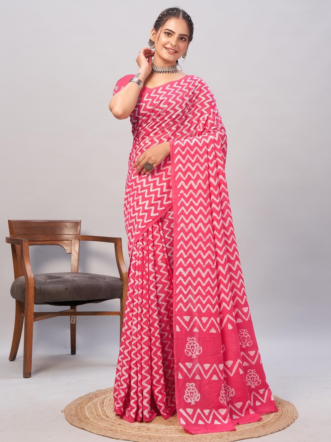 

Kalista Paisley Chanderi Saree, Pink