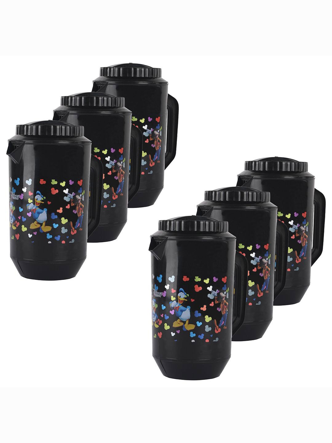 

Kuber Industries Pack of 6 Disney Team Printed Water Jugs 2 L Each, Black