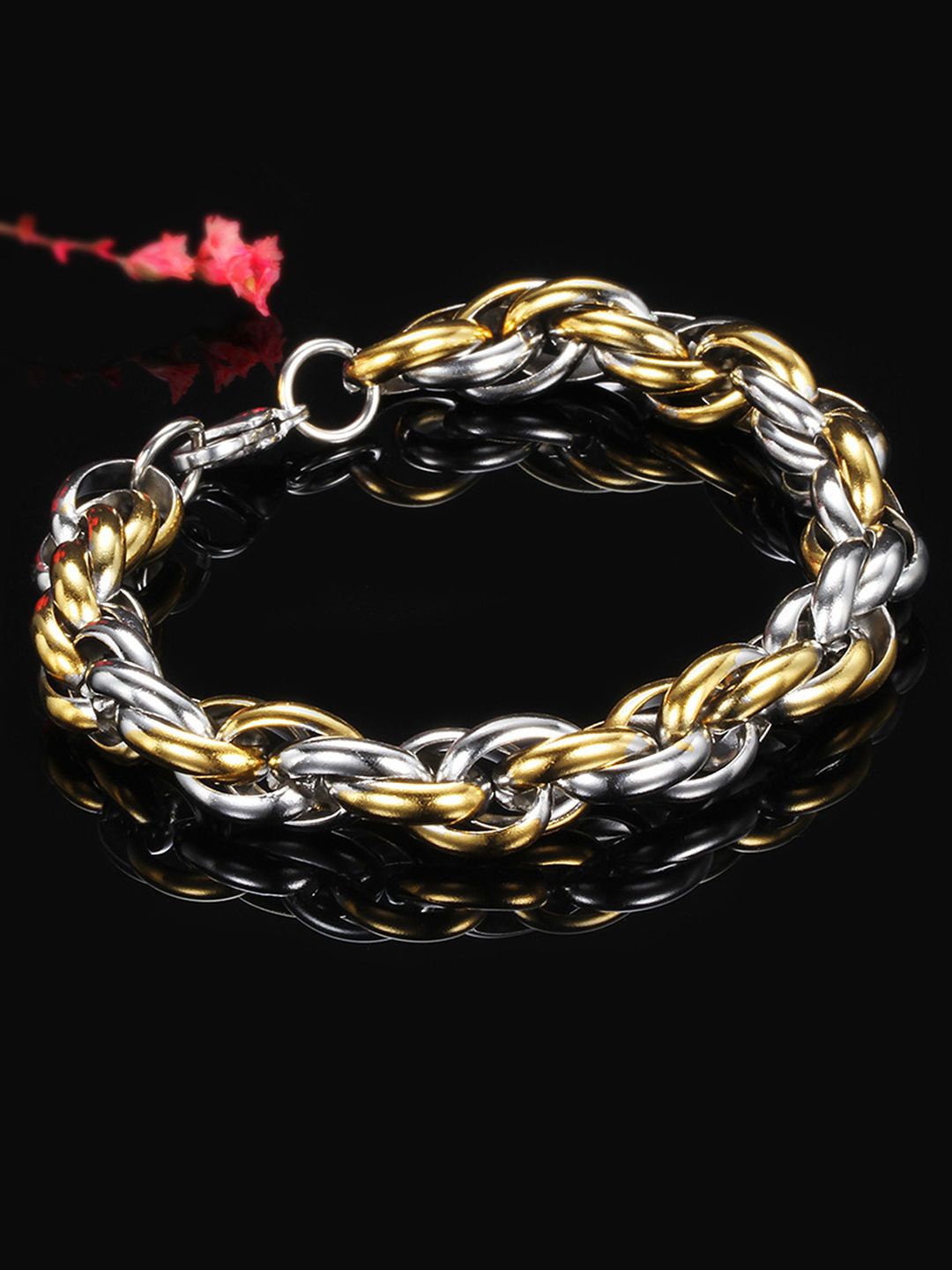 

Peora Men Silver-Plated Stainless Steel Openable Link Bracelet