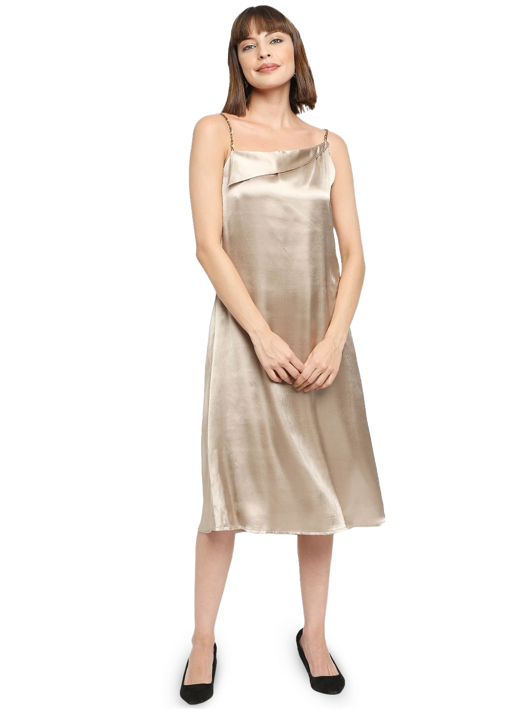 

AMMARZO Women A-Line Midi Dress, Champagne