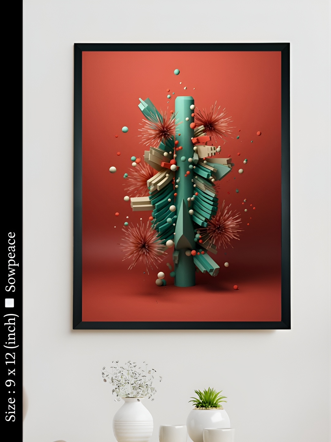 

SOWPEACE Red & Green 1 Piece Canvas Abstract Wall Photographs