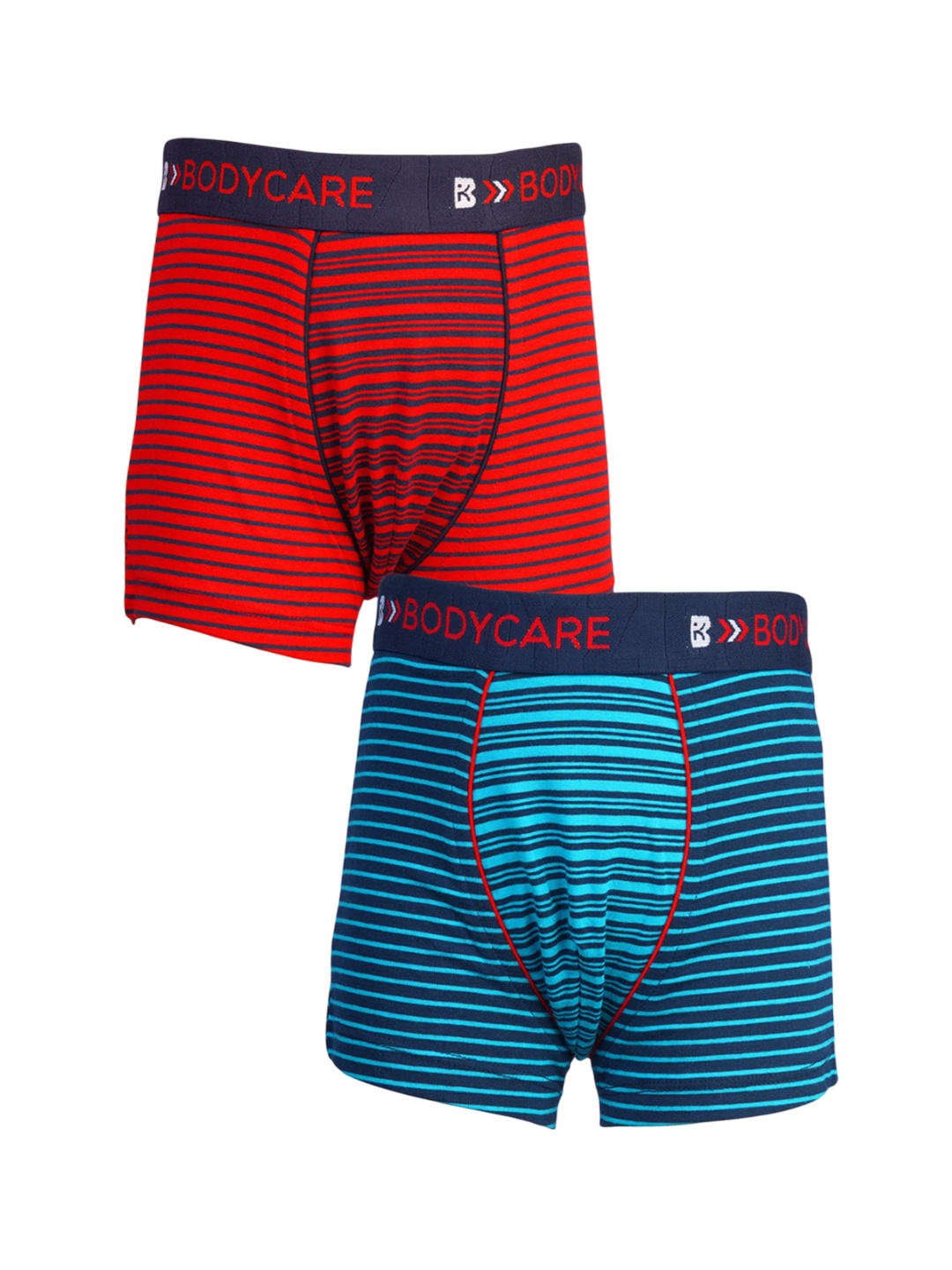 

Bodycare Boys Pack Of 2 Striped Cotton Trunks KGA2081A-PK007, Red