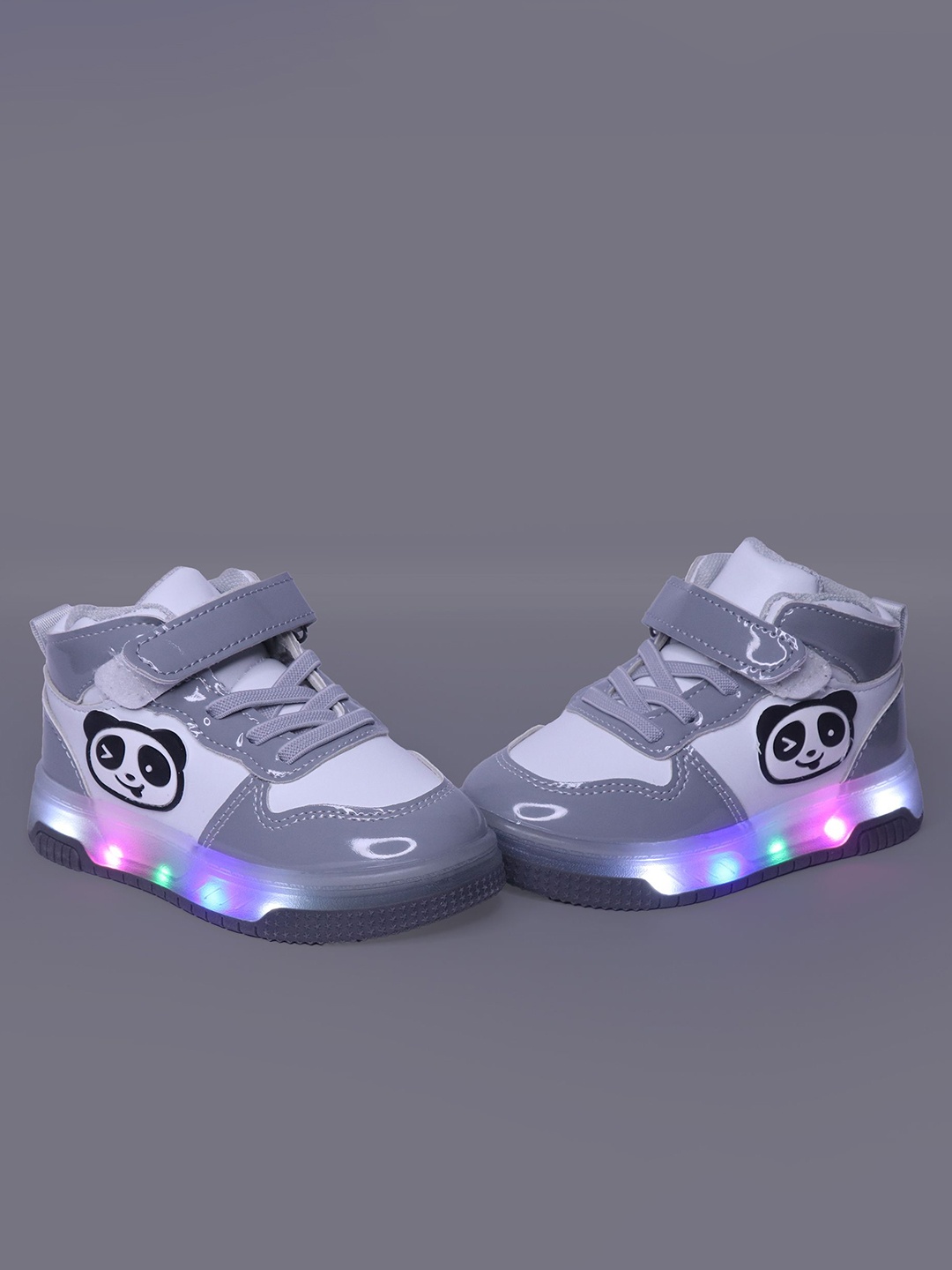 

BAESD Unisex Kids Colourblocked LED Velcro Sneakers, Grey