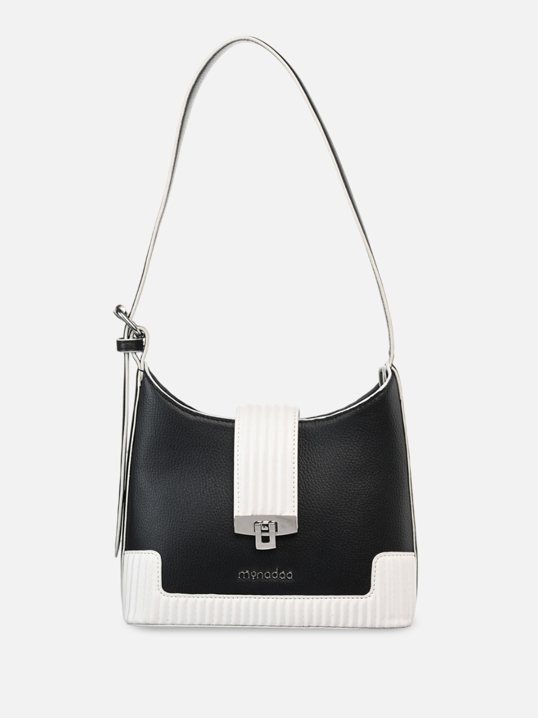 

Monadaa Structured Shoulder Bag with Buckle Detail, Black