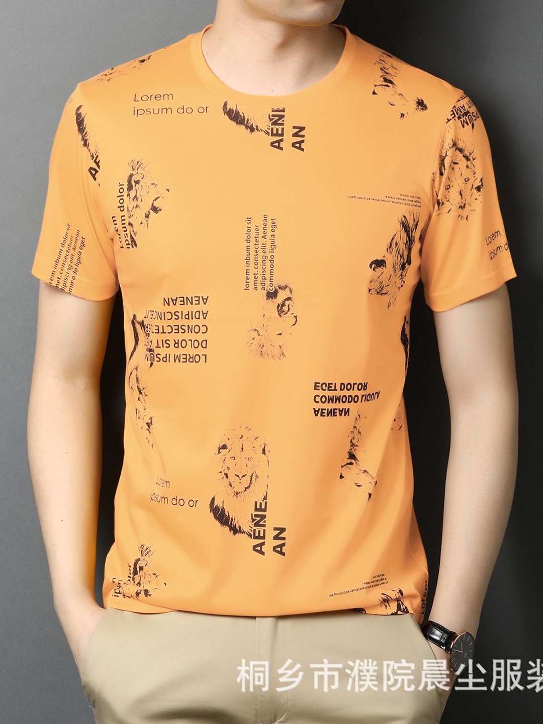 

STI Men Conversational Printed Round Neck T-shirt, Orange