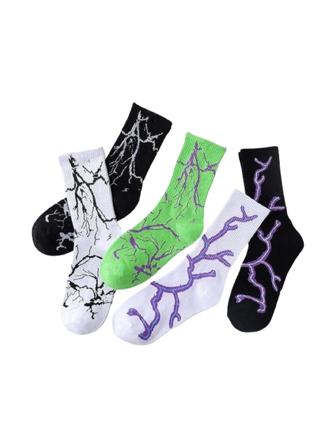 

Sockscarving Unisex Pack Of 5 Printed Cotton Calf-Length Socks, White