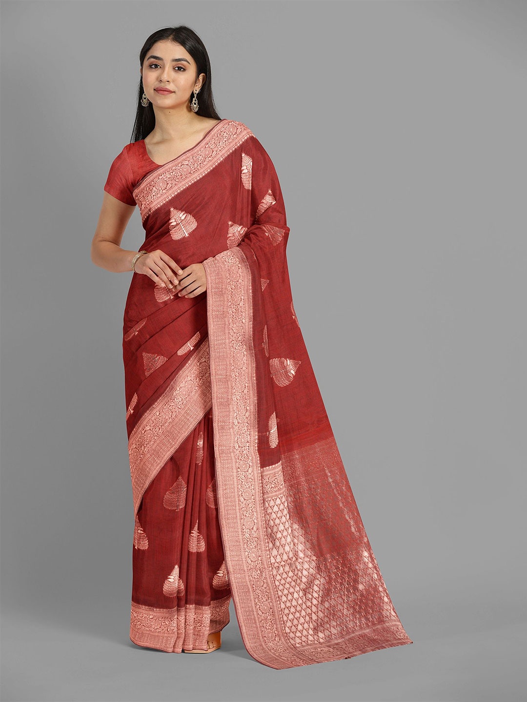 

The Chennai Silks Woven Design Zari Saree, Maroon