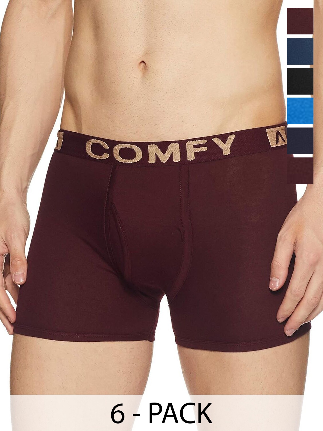 

AMUL COMFY Men Pack Of 6 Assorted Trunks Comfy-Plain-Trunk-OE-6-105