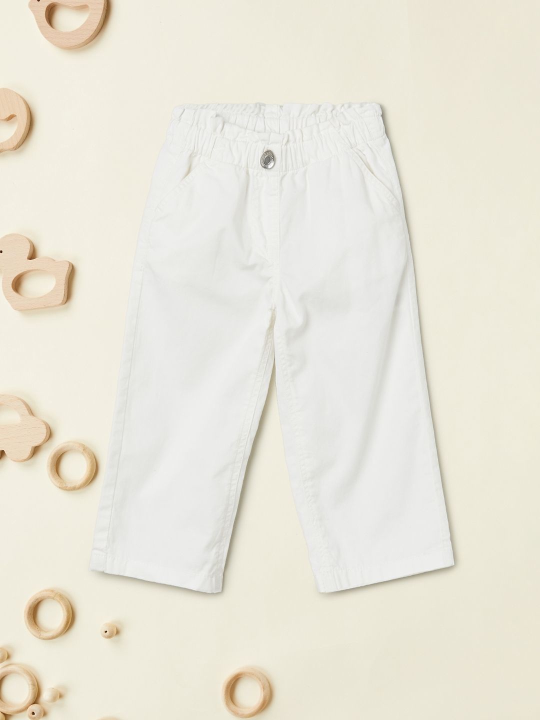 

max Girls Cotton Regular Fit Mid-Rise Trousers, White