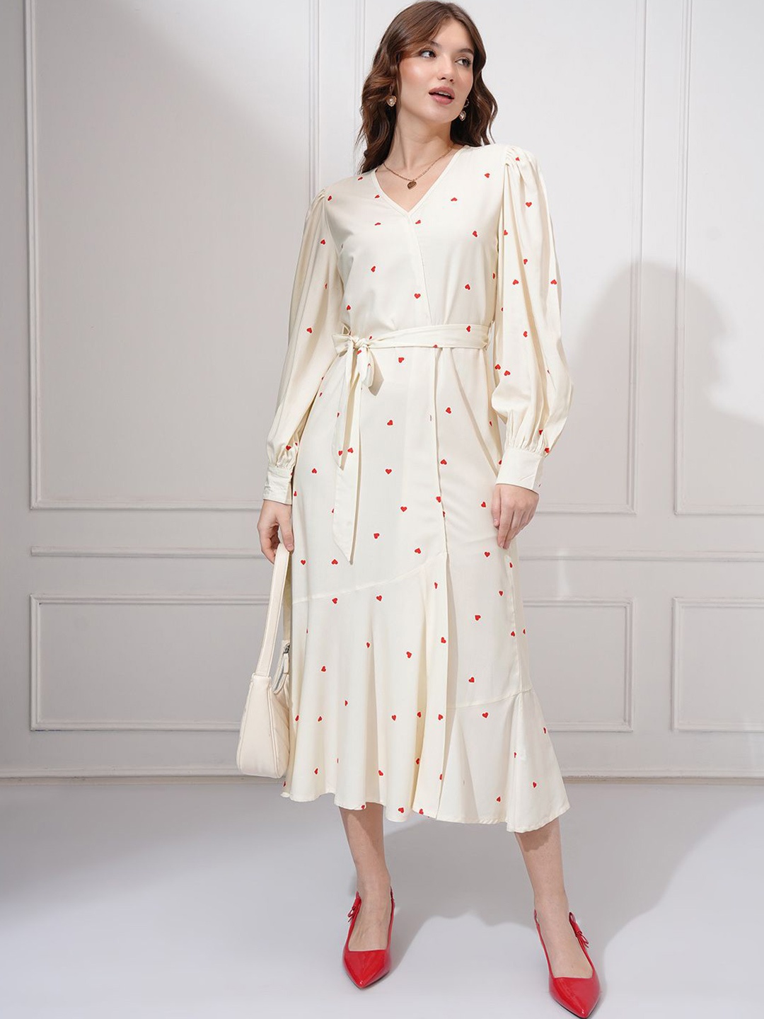 

Tokyo Talkies Women Printed Fit & Flare Midi Dress, Off white