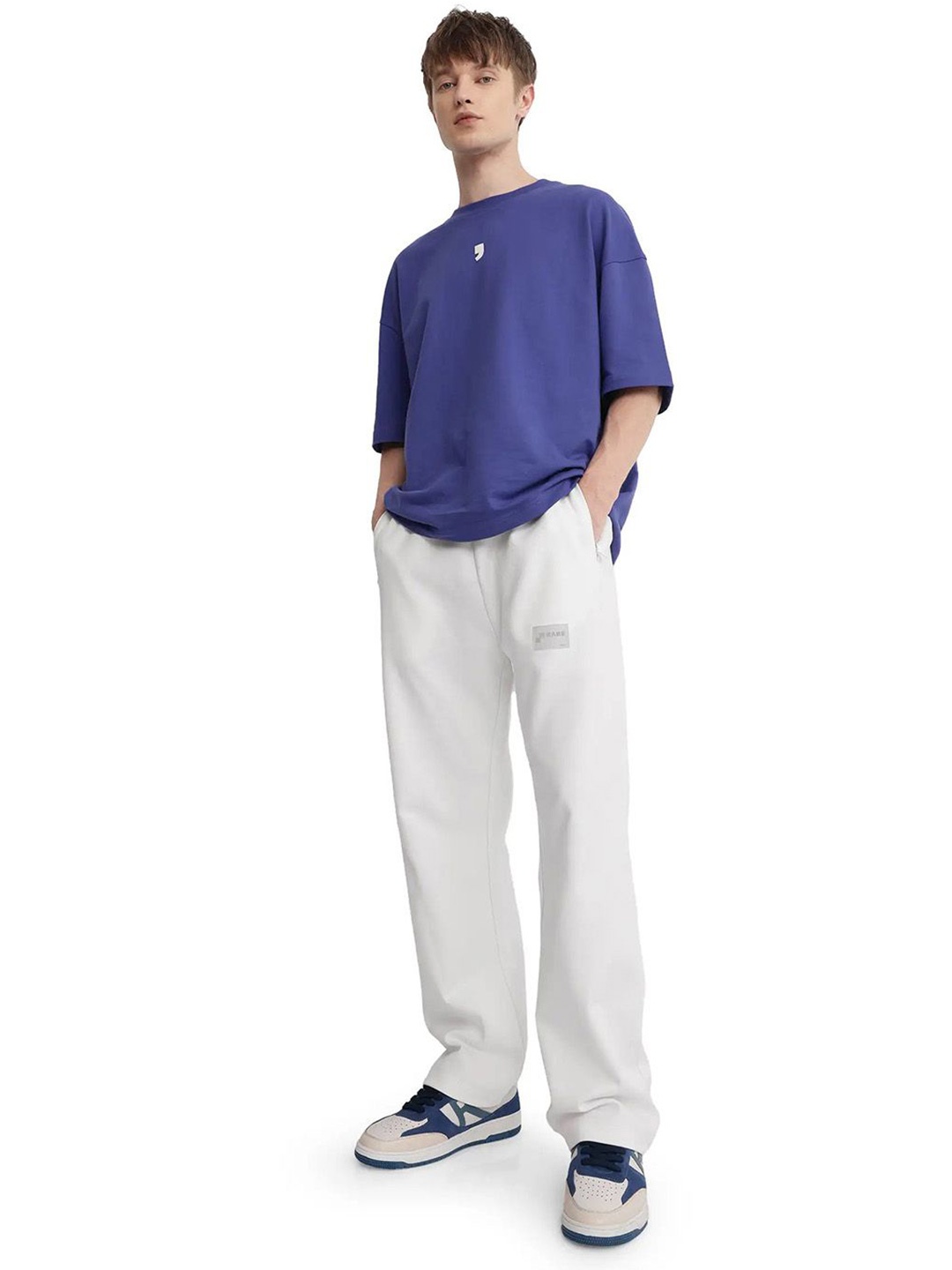 

RARE RABBIT Men Breckin Primary Cotton Track Pants, Off white