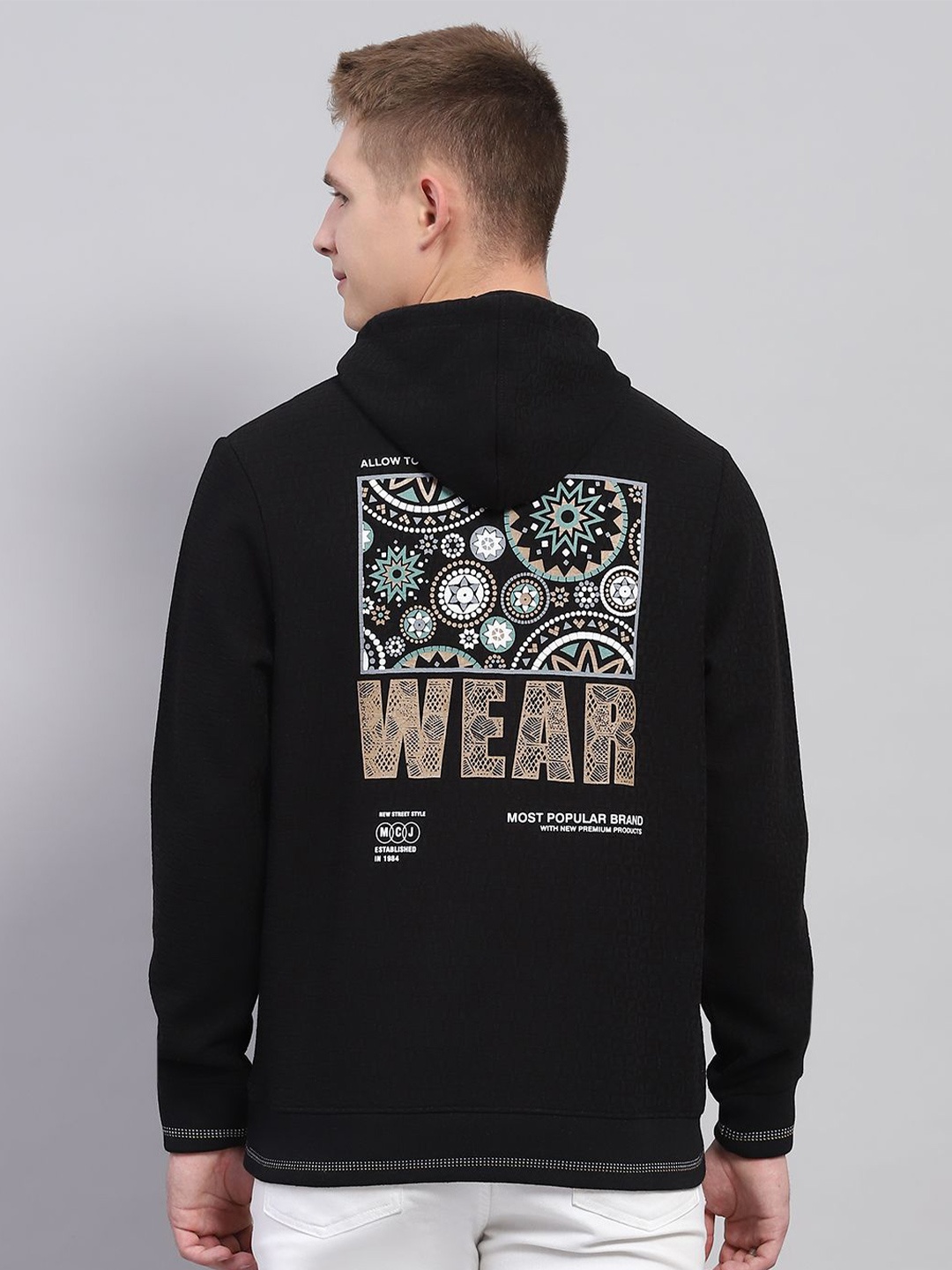 

Monte Carlo Men Printed Long Sleeves Hooded Sweatshirt, Black
