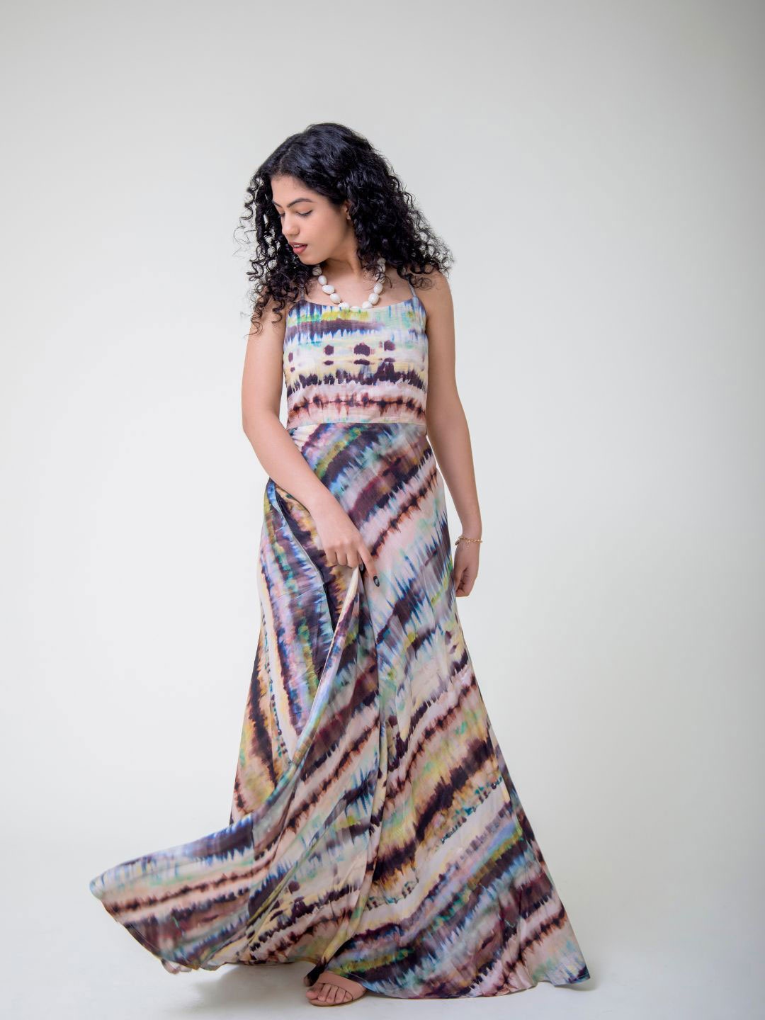 

SUNFAIRY Off-Shoulder Georgette A-Line Maxi Dress, Multi