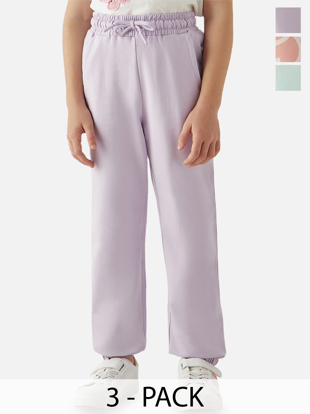 

Juniors by Babyshop Girls Pack Of 3 Cotton Joggers, Purple
