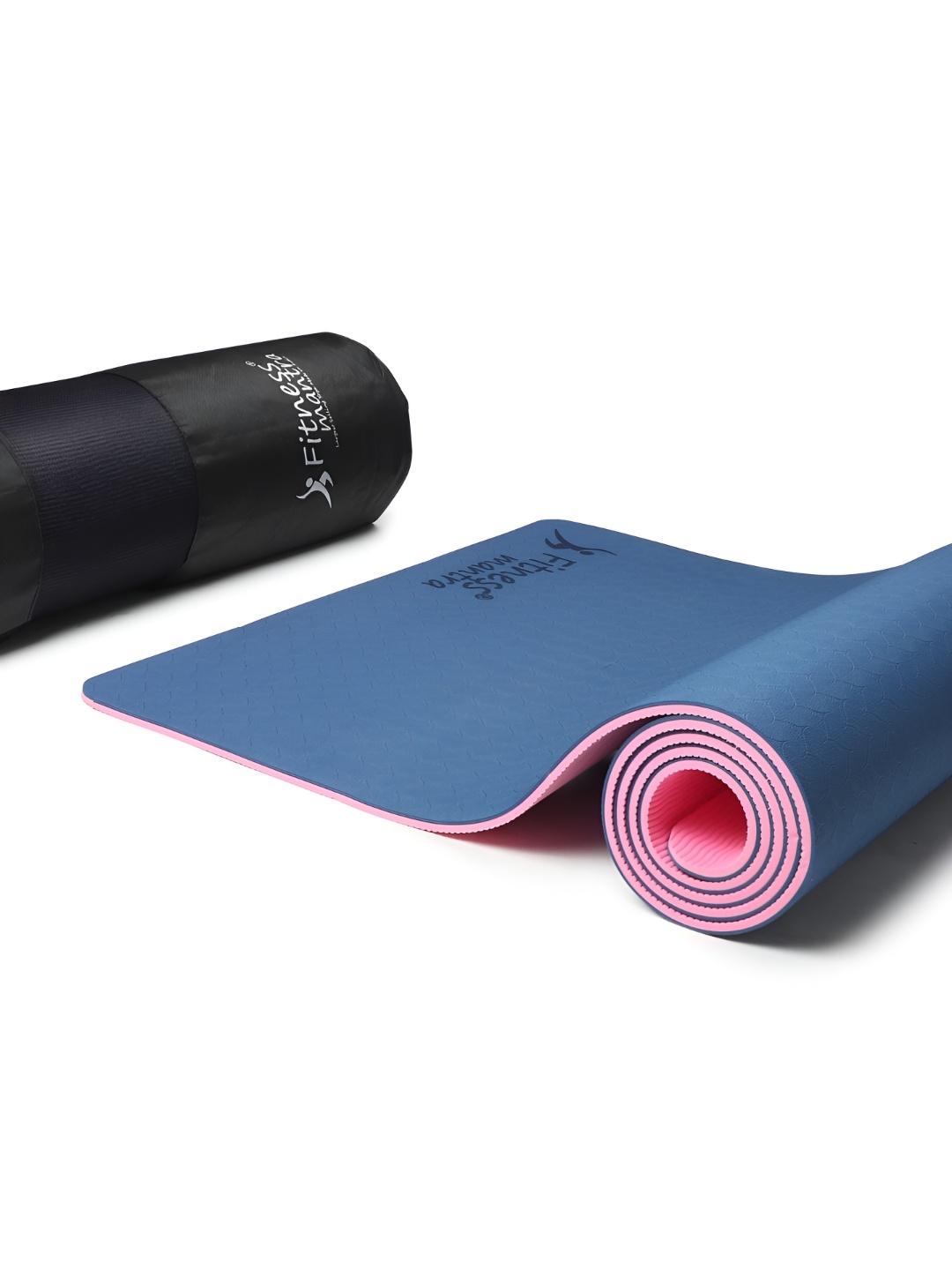 

Fitness Mantra Navy Blue & Pink Dual Color Anti-Slip Yoga Mat with Cover Bag TPE 6mm