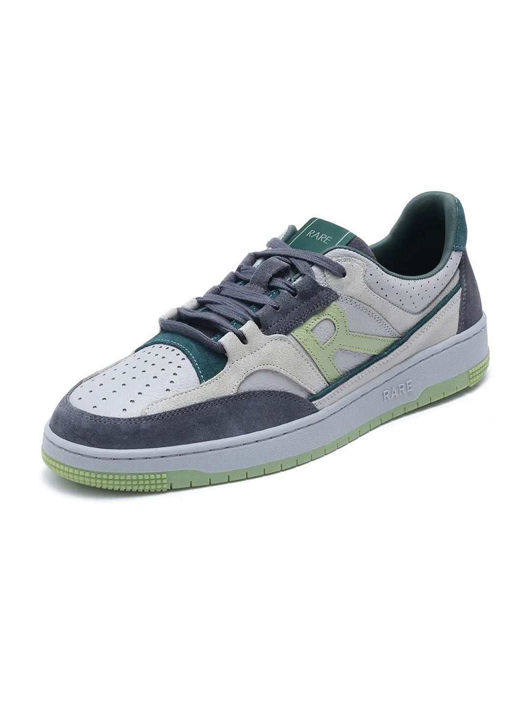 

RARE RABBIT Men Colourblocked Leather Sneakers, Green