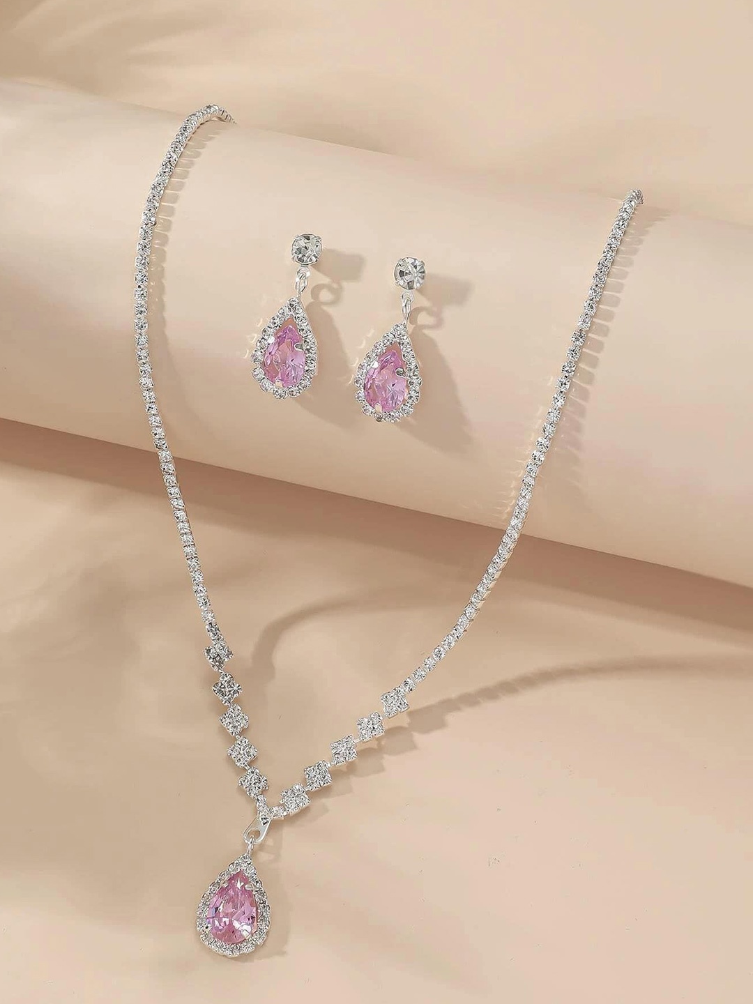 

DressBerry Silver-Plated CZ-Studded Jewellery Set