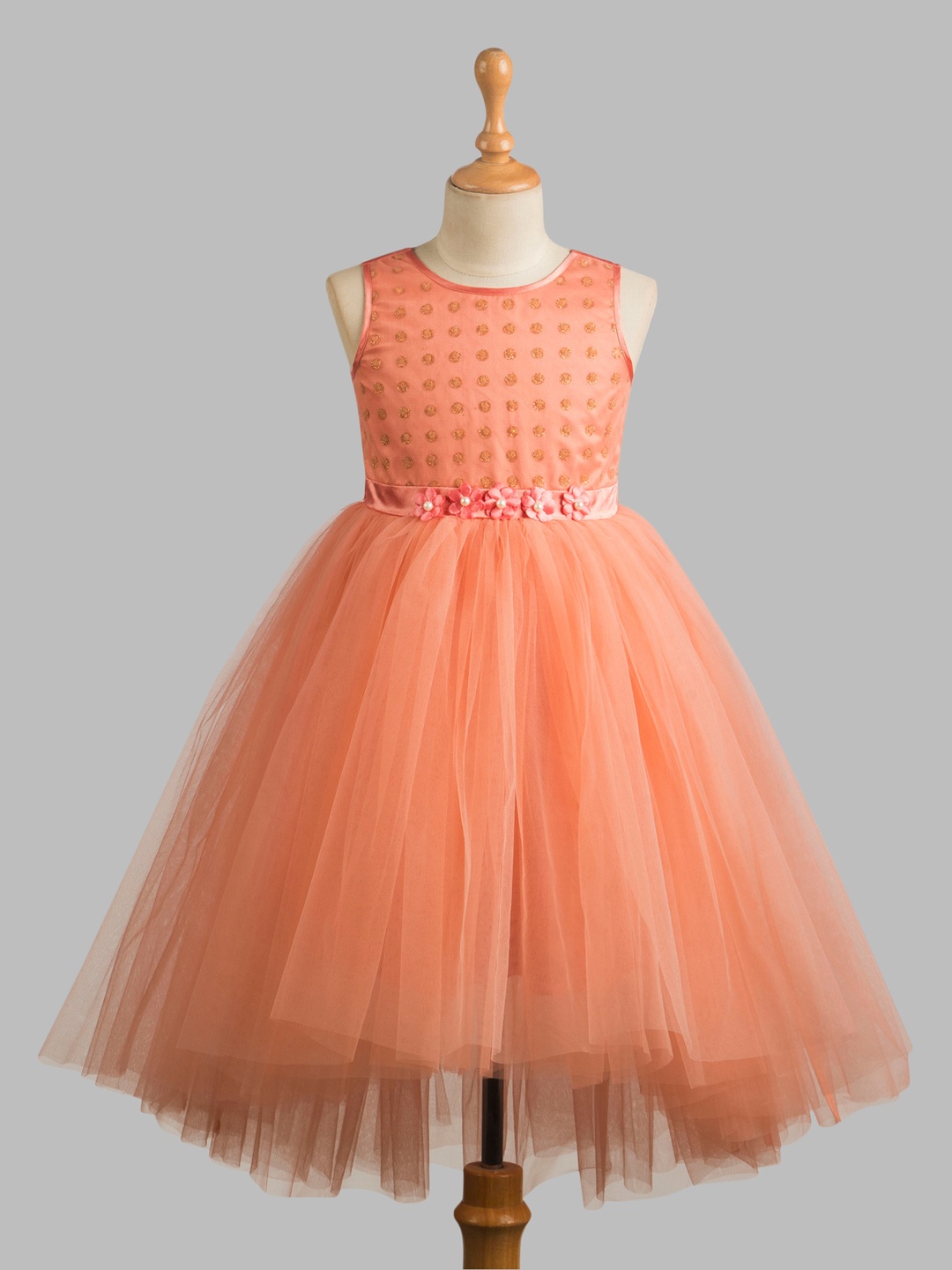 

Toy Balloon kids Girls Embellished Net Fit & Flare Dress, Orange