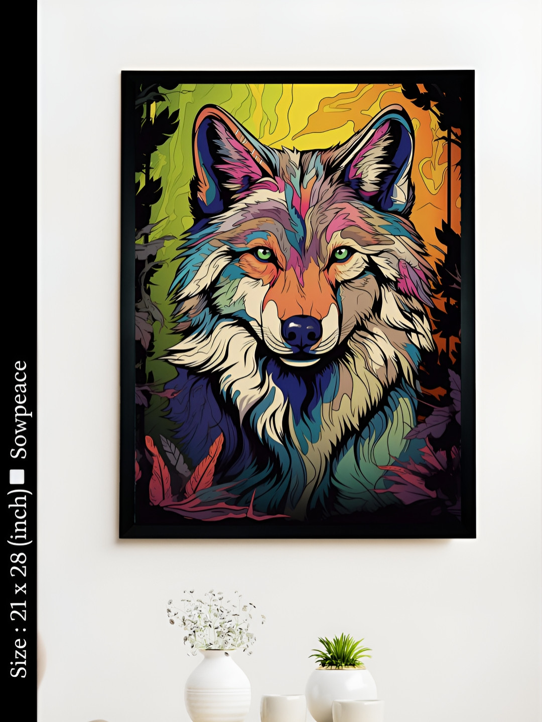 

SOWPEACE Green & Purple 1 Piece Canvas Abstract Wall Photographs