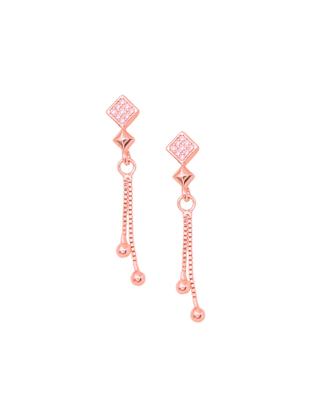 

Nilu's Collection Rose Gold-Plated Contemporary Drop Earrings