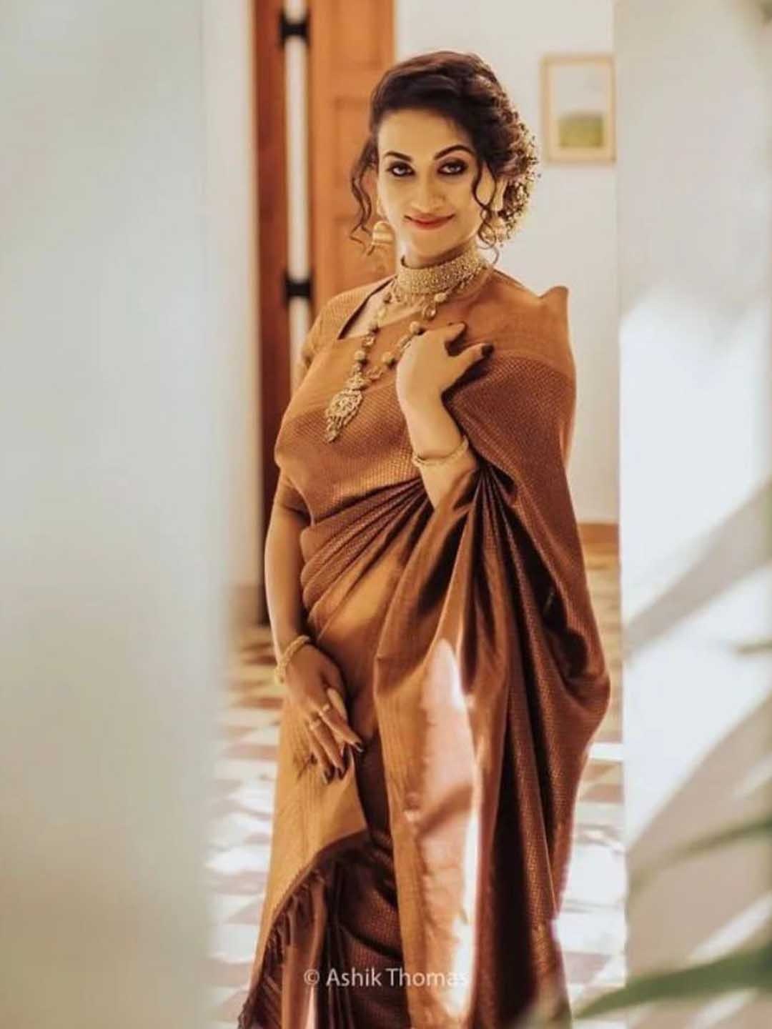 

Visit Wear Woven Design Zari Pure Silk Banarasi Saree, Brown