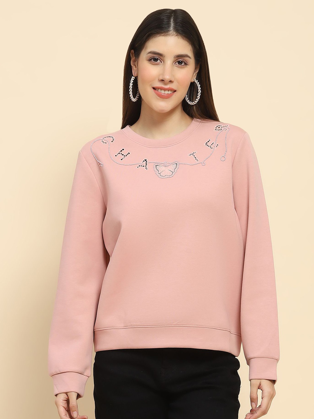 

Global Republic Women Embroidered Sweatshirt, Pink