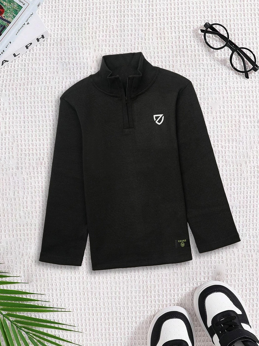 

CODEZ Boys High Neck Sweatshirt, Black