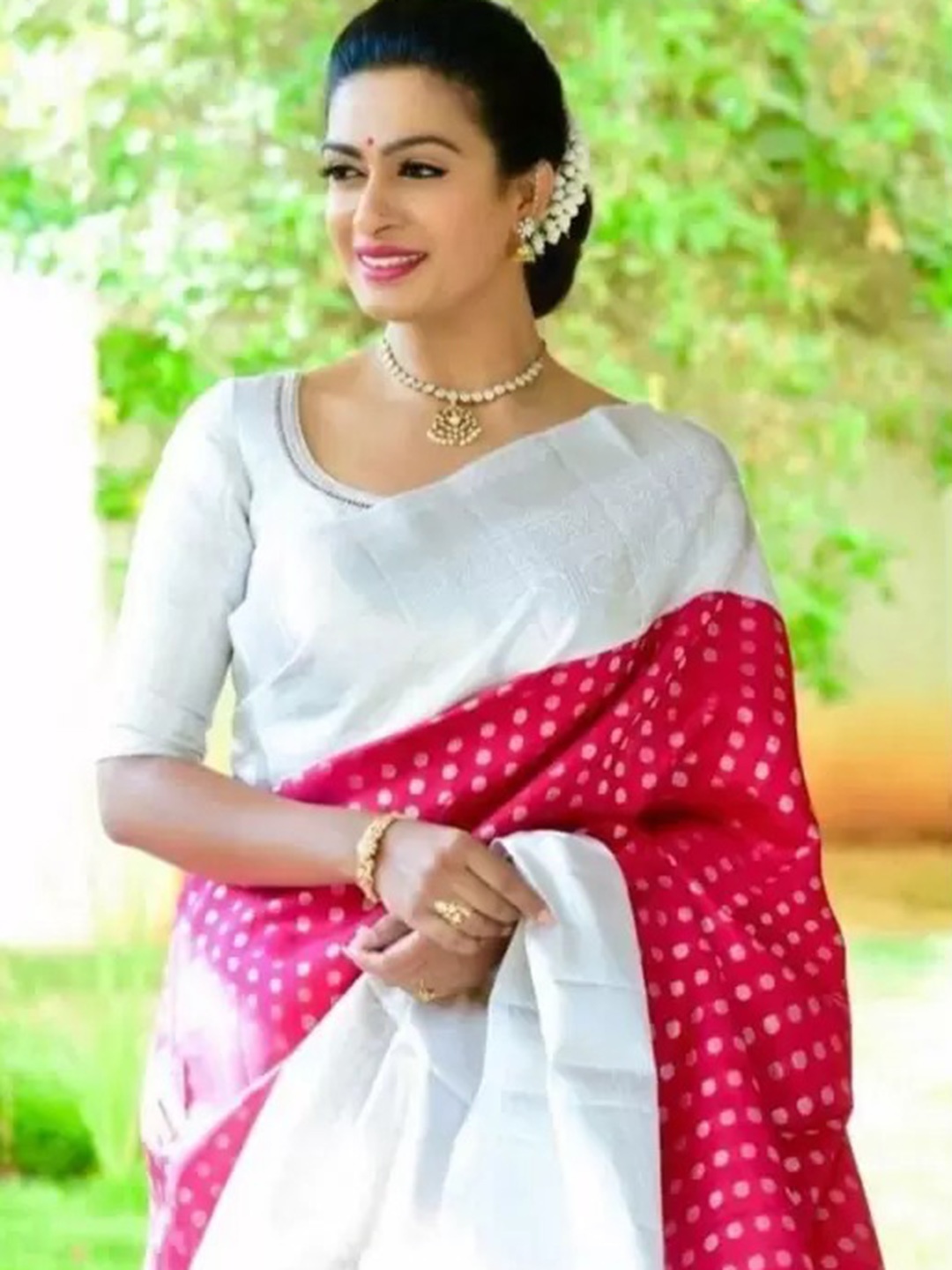 

KALINI Woven Design Zari Pure Silk Kanjeevaram Saree, Pink