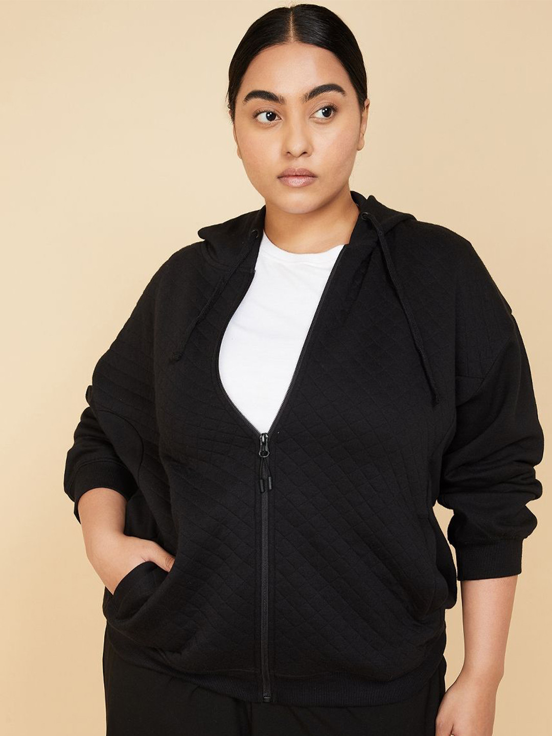

max Women Hood Long Sleeves Sweatshirt, Black