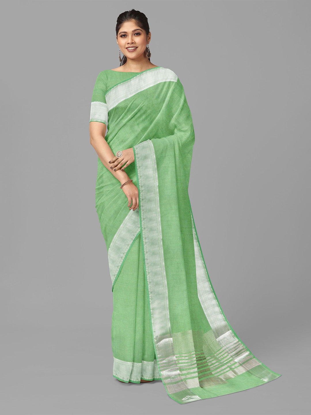 

The Chennai Silks Fusion Saree With Blouse Piece, Green