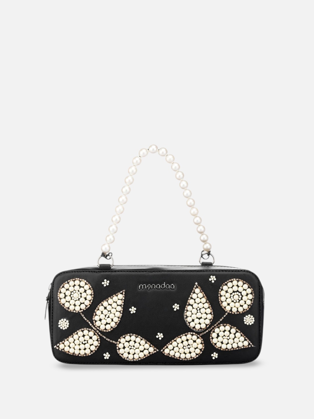 

Monadaa Structured Embellished Handheld Bag, Black