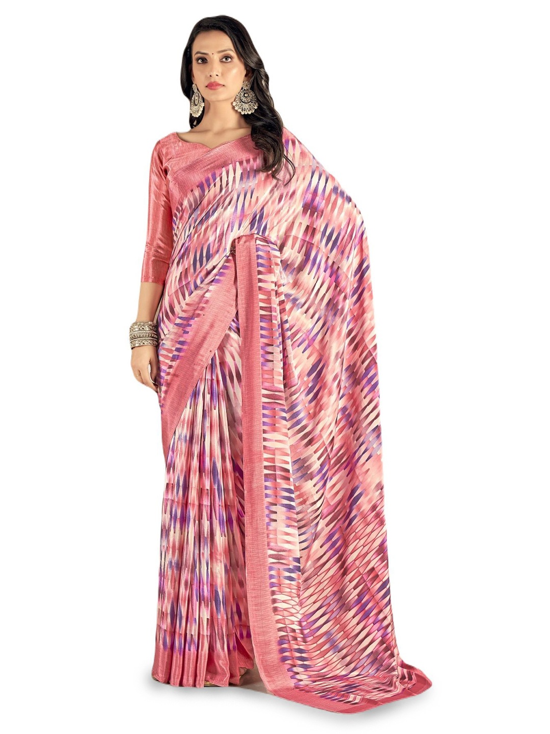 

Reboot Fashions Printed Pure Crepe Saree, Peach
