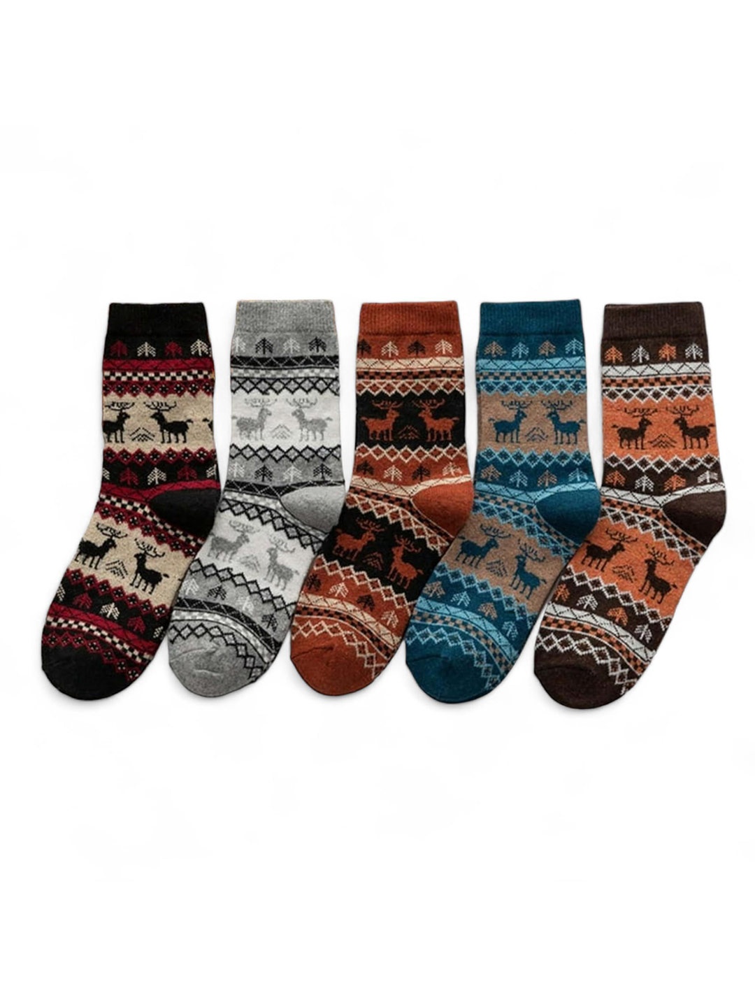 

Sockscarving Unisex Cotton Pack Of 5 Patterned Calf Length Socks, Grey