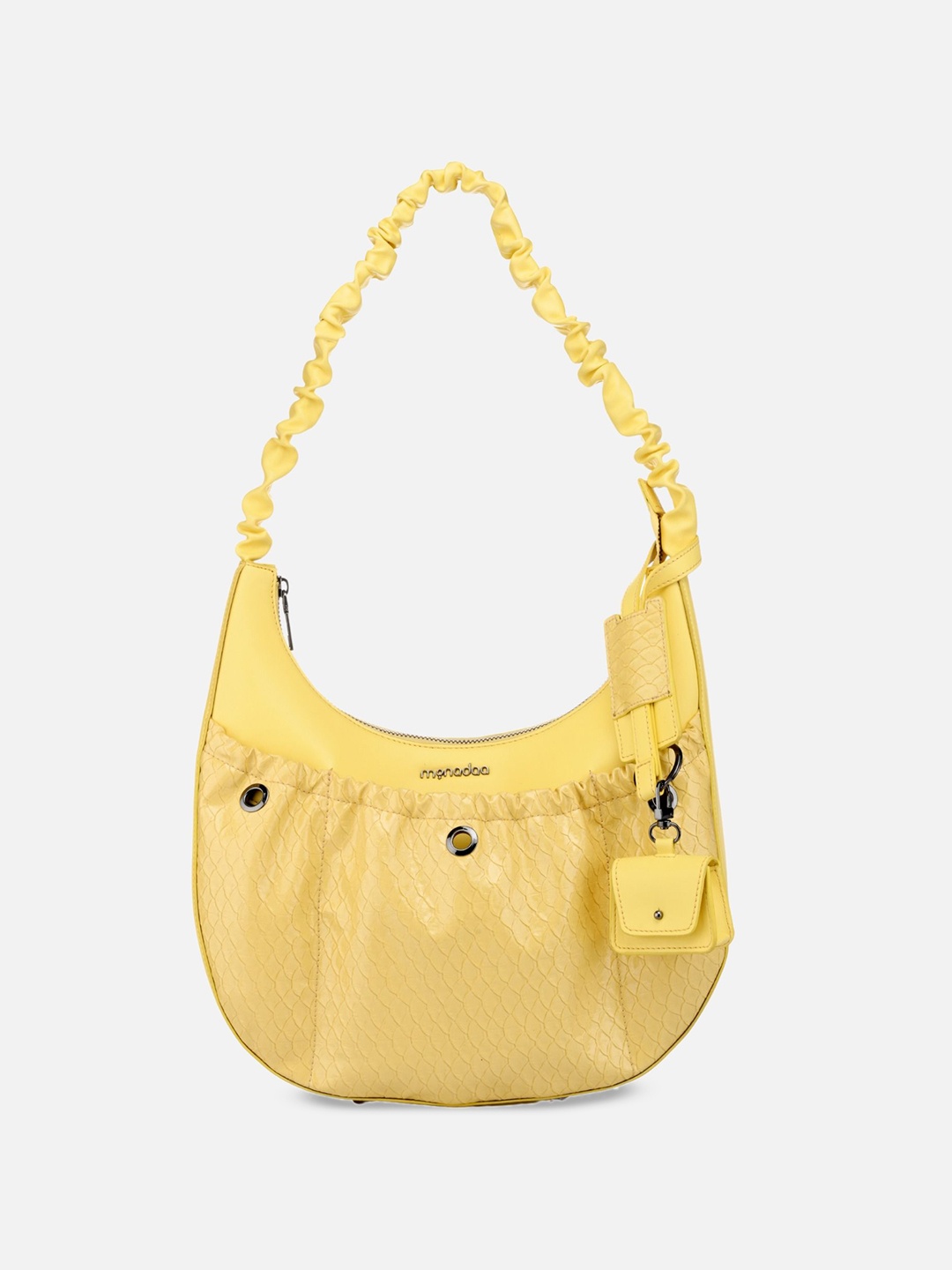 

Monadaa Women Textured Half Moon Shoulder Bag, Yellow