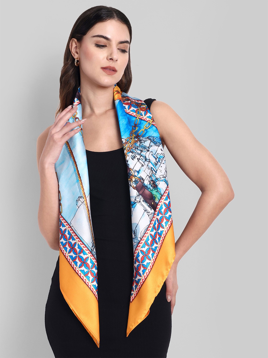 

Sarisp Women Printed Scarf, Yellow