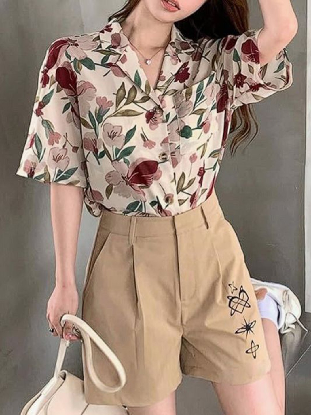 

Just Fab Printed Shirt & Trousers Co-Ords, Cream